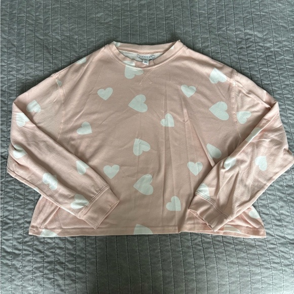 Topshop Light Pink Heart Patterned Top - Picture 1 of 3